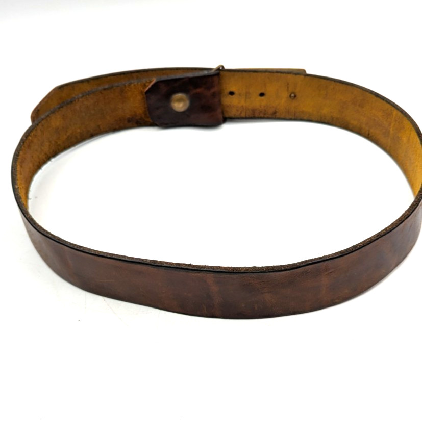 vintage 1970s leather belt & buckle MICHELOB beer SOLID BRASS cowboy WESTERN
