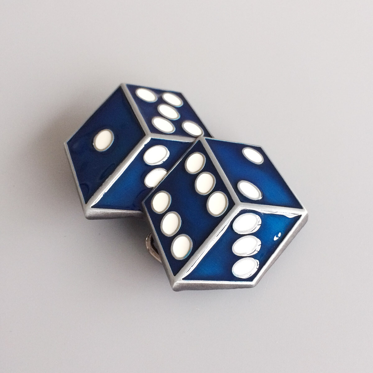 Blue Enamel Dices Casino Gamble Vintage Belt Buckle Gurtelschnalle