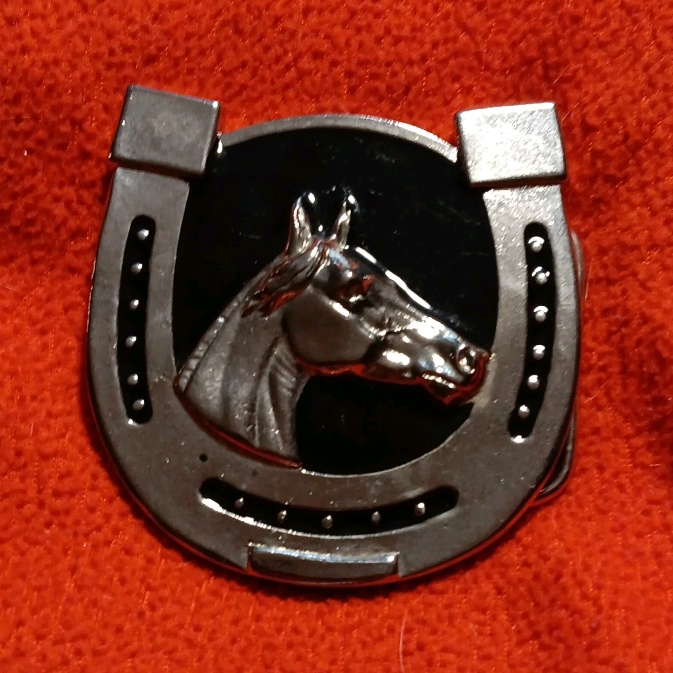 Men&rsquo;s Metal Western Horseshoe & Horse Head Belt Buckle Silver/Black Fits 1.5in