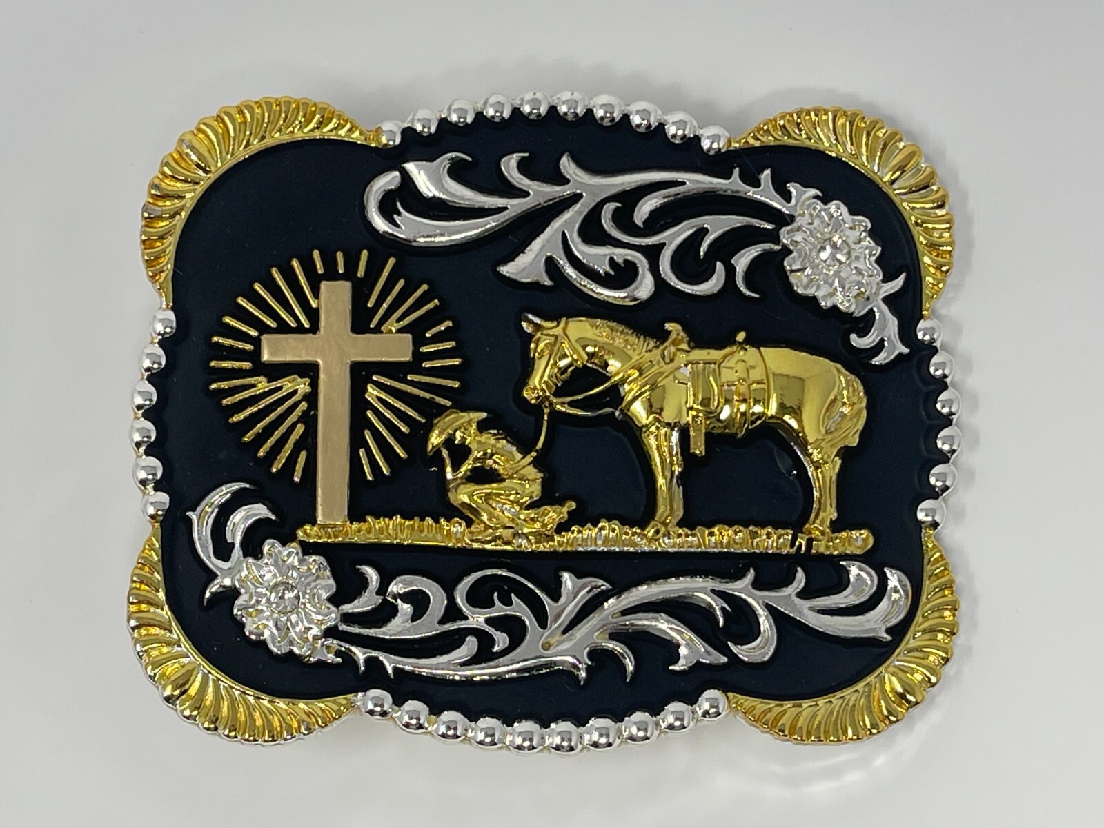 Western Belt Buckle Cowboy Praying Belt Buckle American West USA Belt Buckles