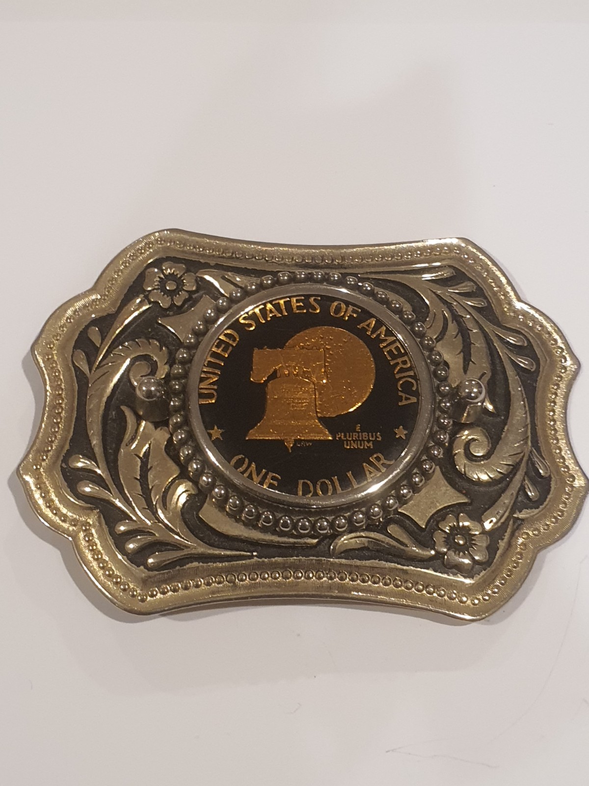 Vintage United States of America One Dollar Coin Belt Buckle USA