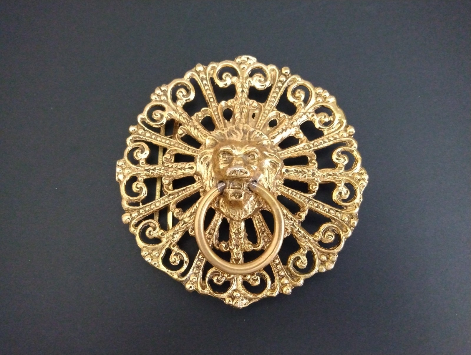 Lion Belt Buckle 4 Inch Brass Finish