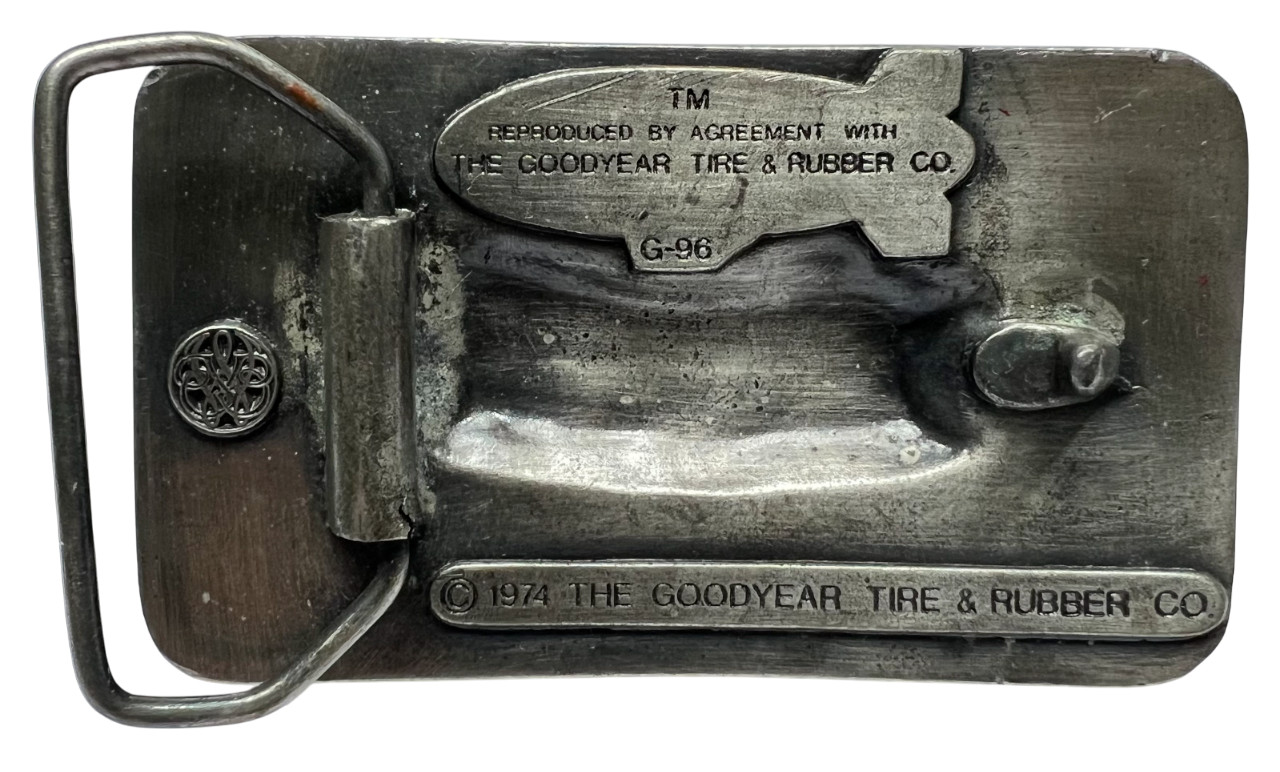 Vintage 1974 The Goodyear Blimp Tire & Rubber Co Pewter Belt Buckle