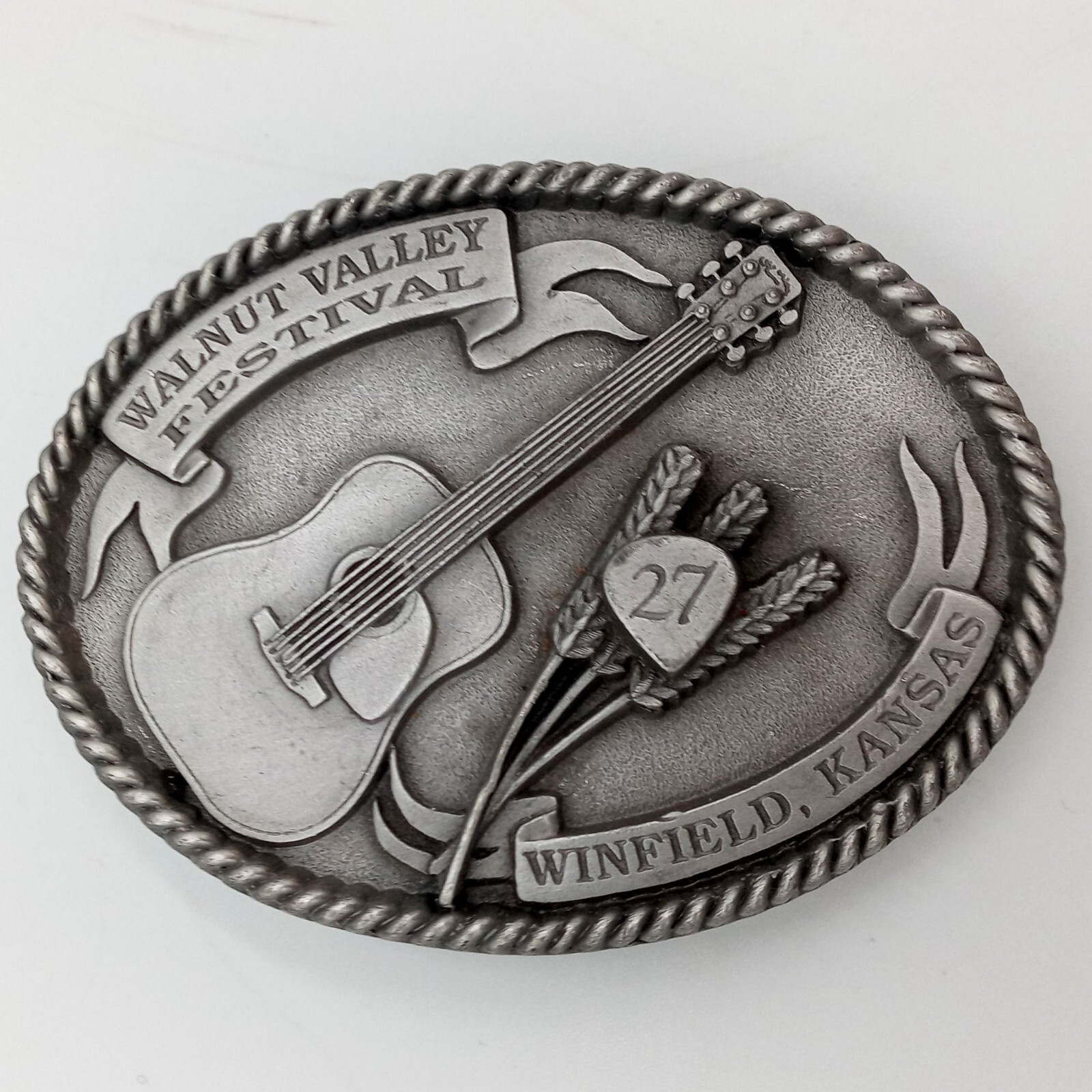 Acoustic Guitar 1998 Belt Buckle Walnut Valley Festival 27th Winfield KS Music F