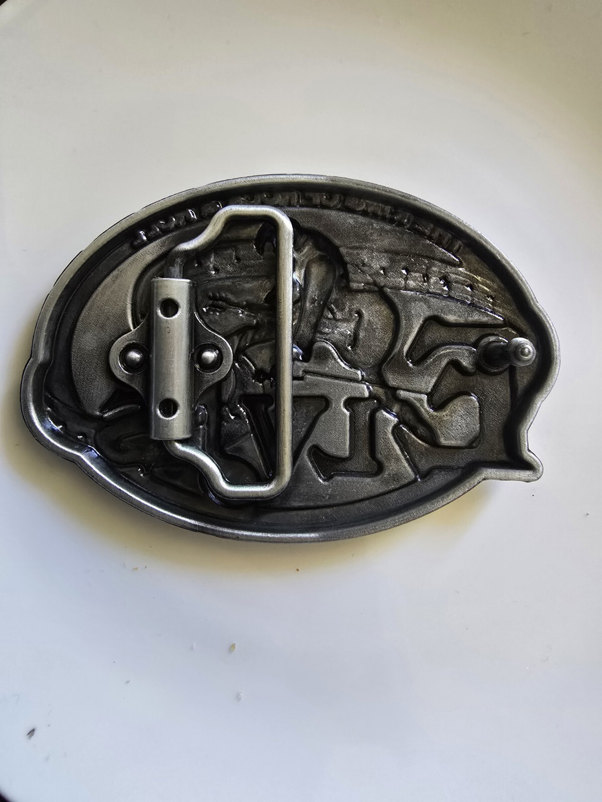 1pce Belt Buckle Elvis Silver 9×6.5cm Belt Width 4cm