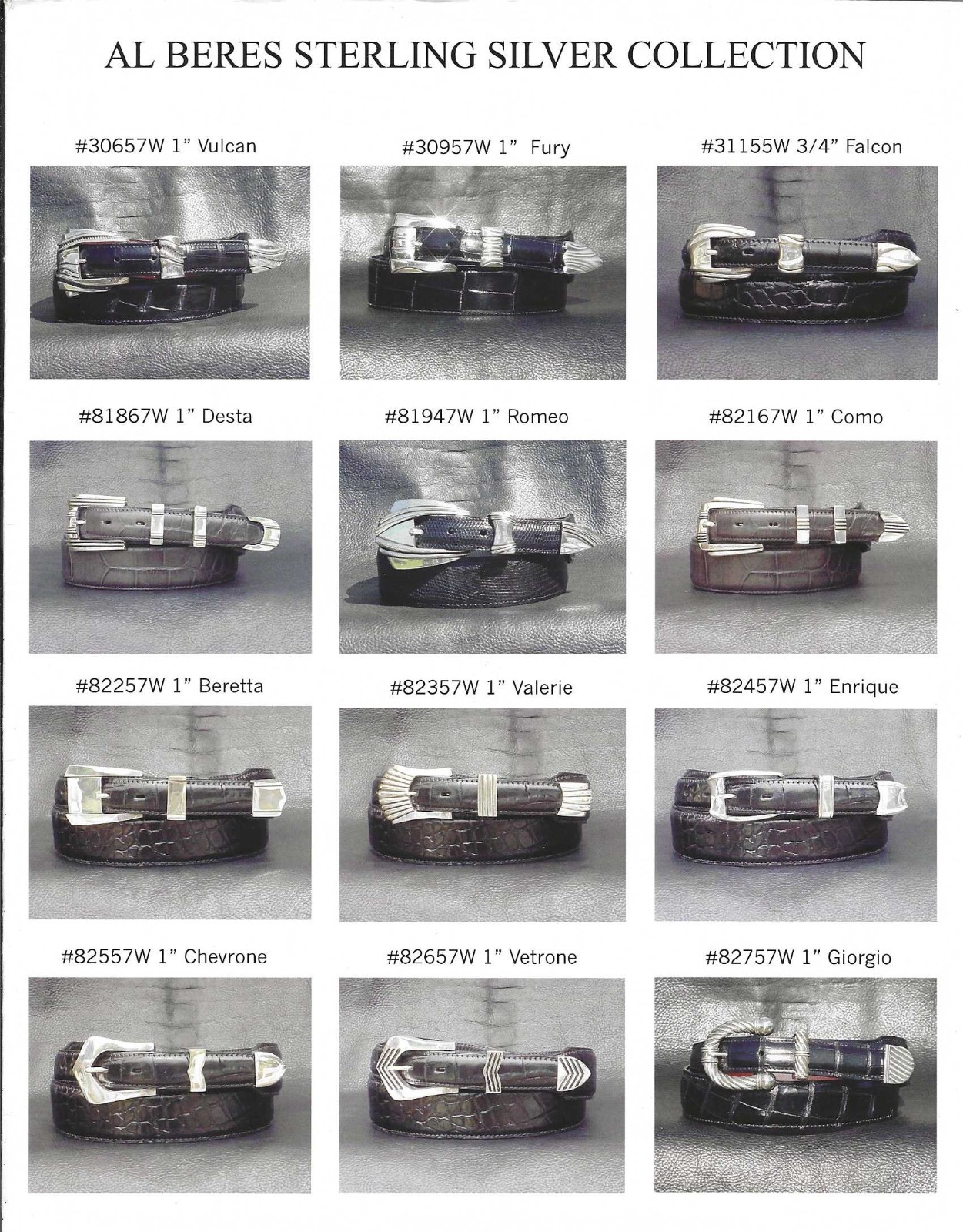 AL BERES 1995 8 PAGE 8.5&Prime; BY 11&Prime; CATALOG OF STERLING SILVER AND WESTERN BUCKLES