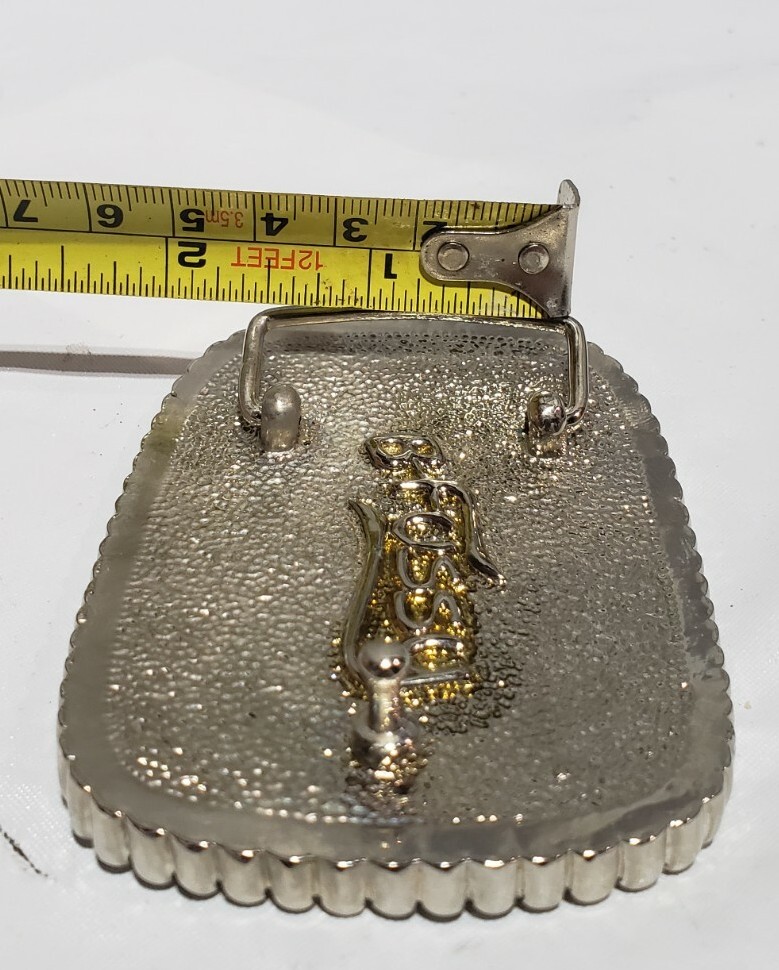 CLEAR CRYSTALS ART FASHION SILVERTONE BELT BUCKLE B FUSSY