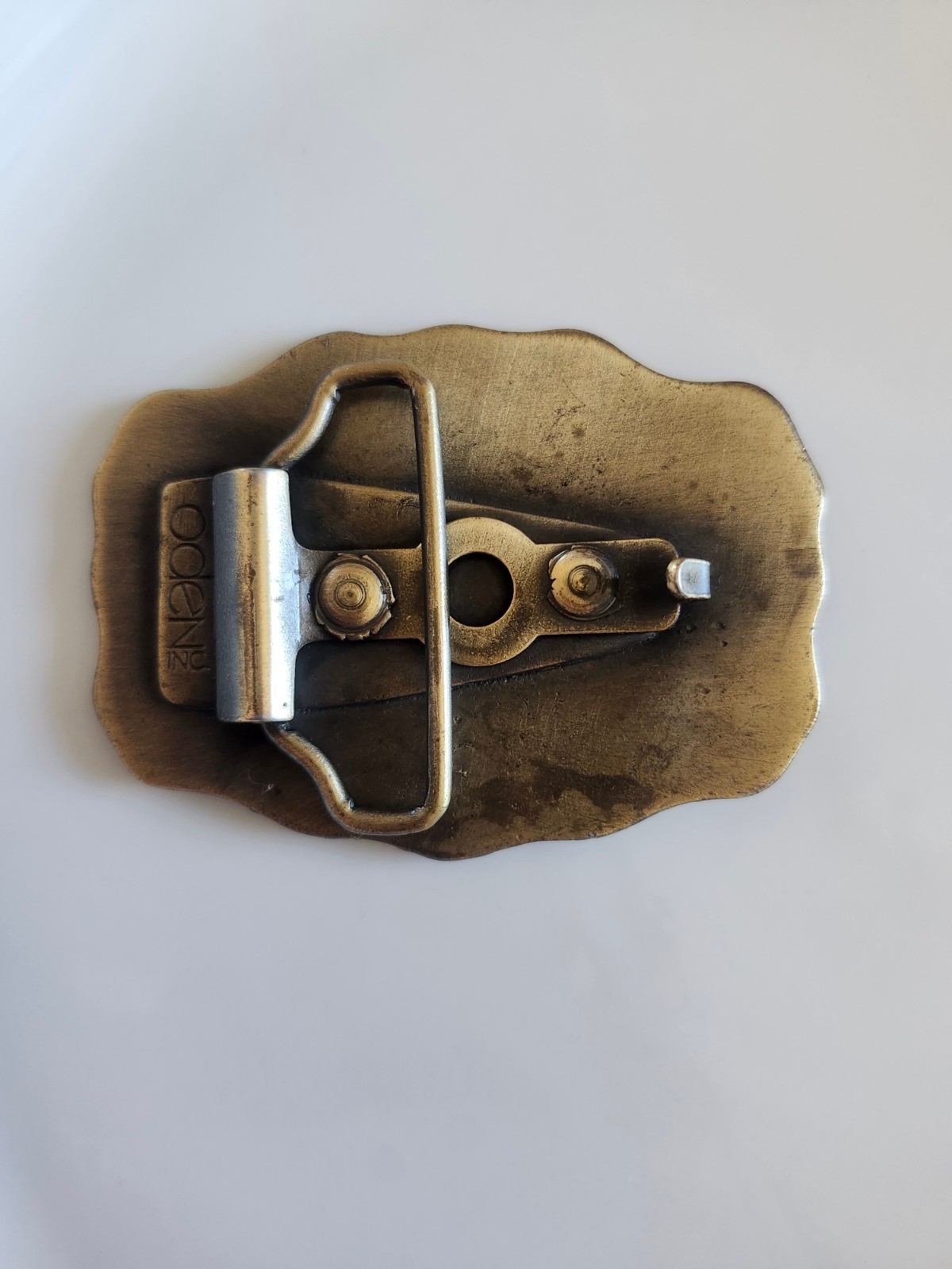 Oden Inc Western Engraved Plate Belt Buckle Gold Tone Antique Finish