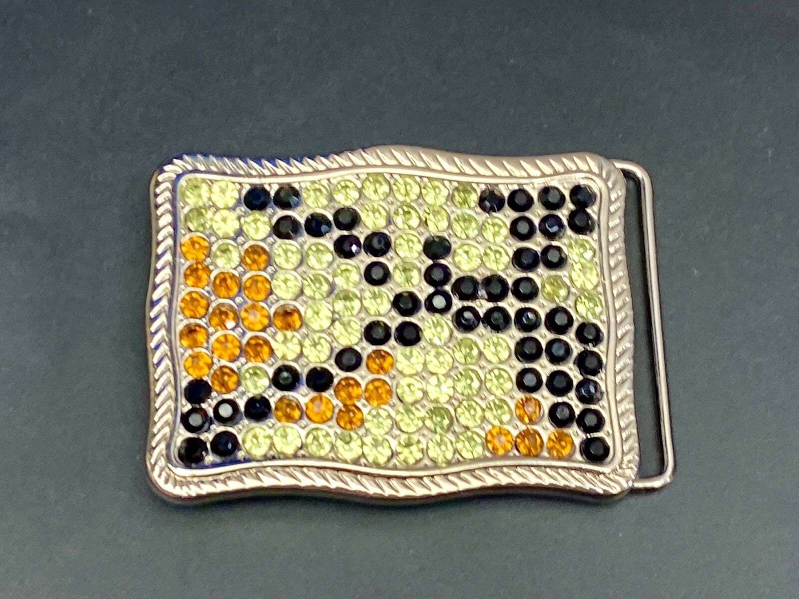 Unique Vintage Mixed Color And Pattern Rhinestone Belt Buckle – F