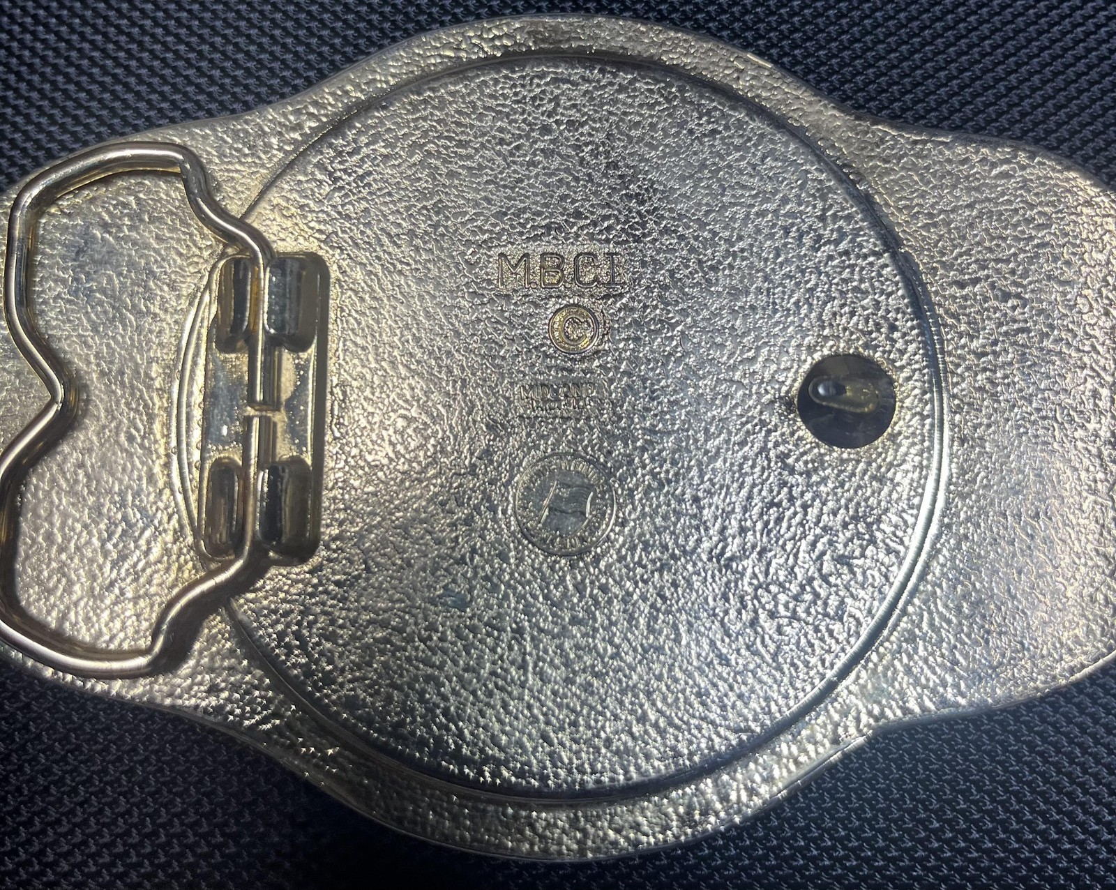 MBCI Belt Buckle Mens Gold Tone Western Cowboy Rodeo Roping Longhorn Enamel