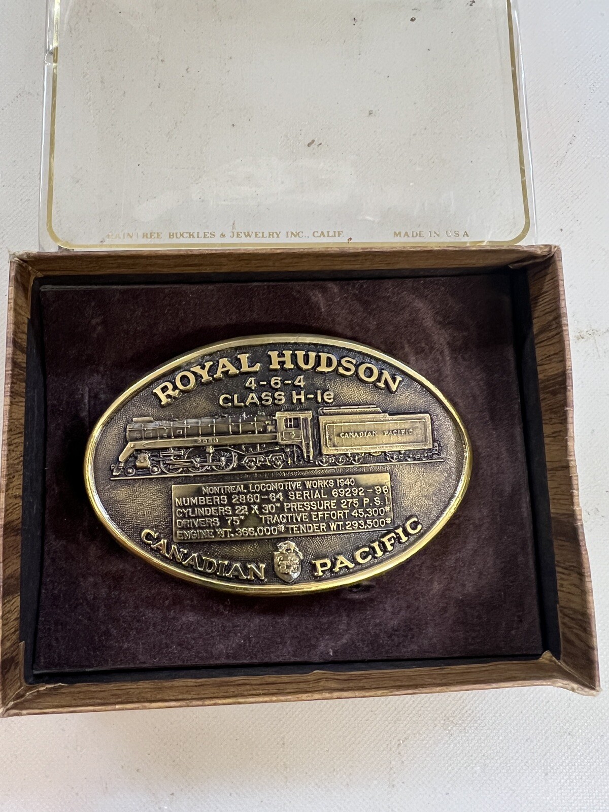 Royal Hudson Canadian Pacific Railroad Belt Buckle “Excellent”