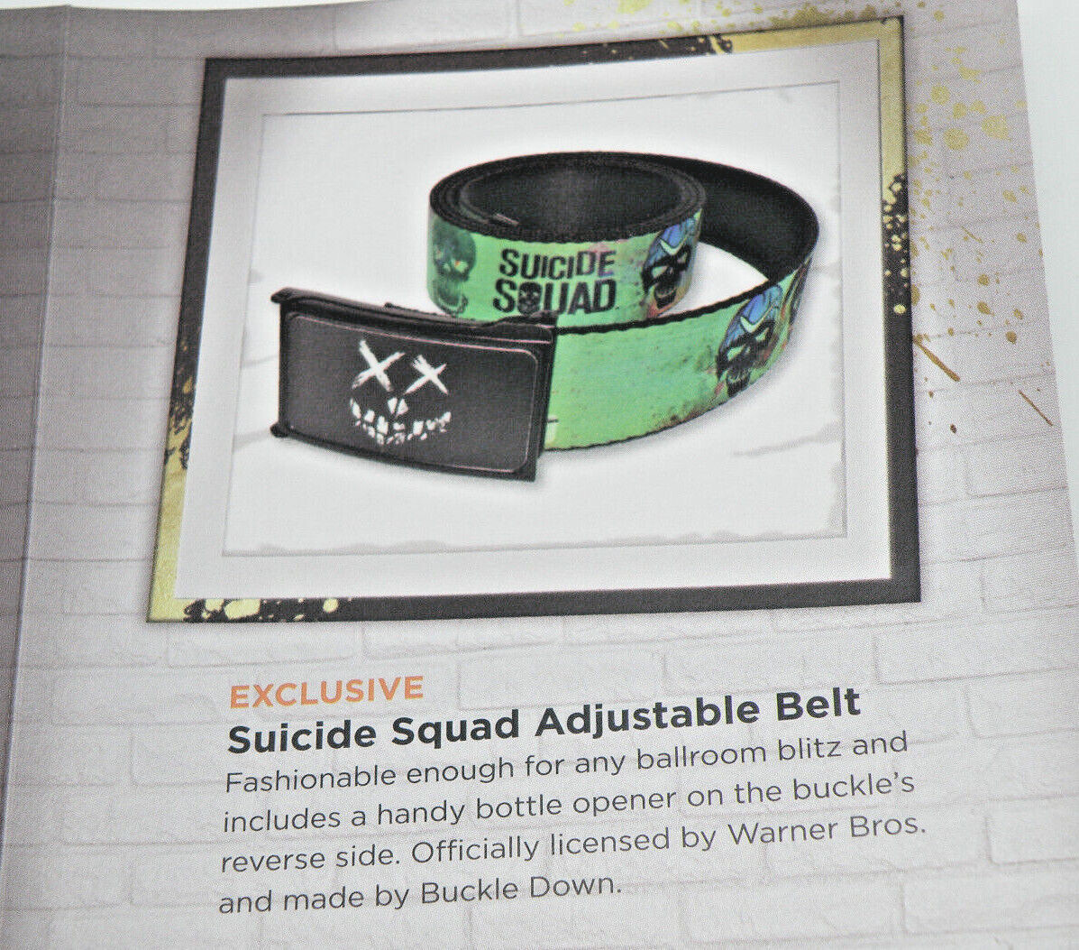 SUICIDE SQUAD ADJUSTABLE BELT Metal Buckle 2016 LootCrate DX Brand NEW