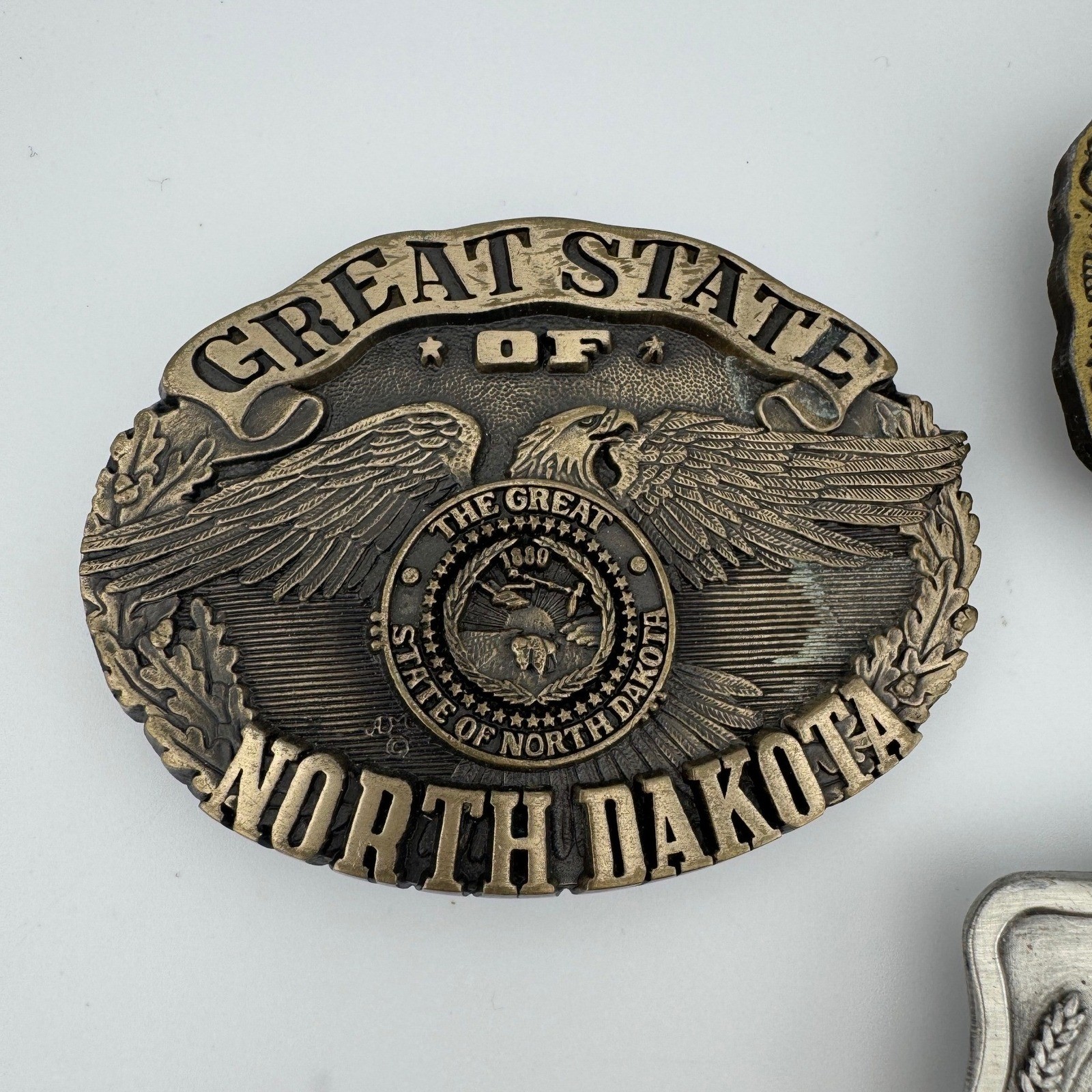 Vintage North Dakota Belt Buckle 3PC Lot
