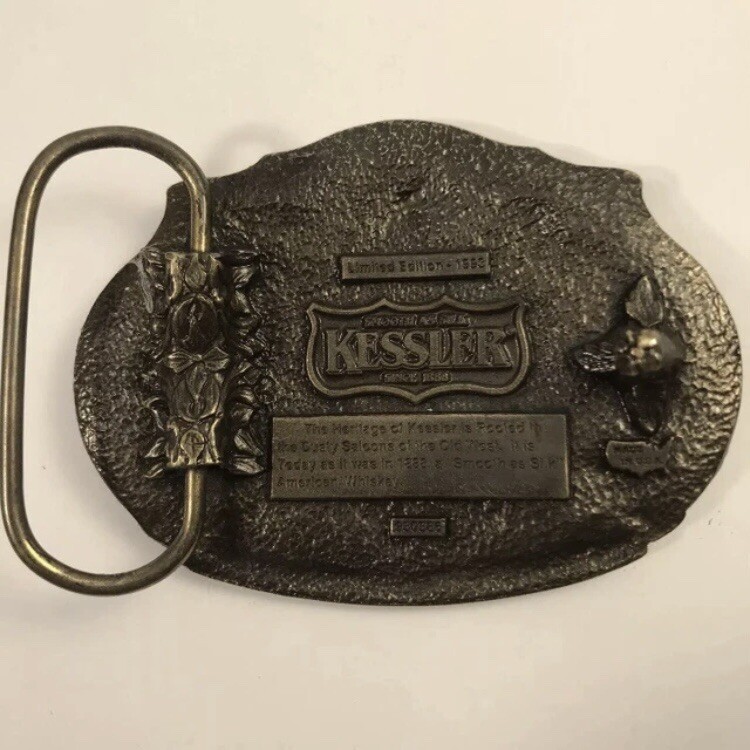 Vintage Kessler American Whiskey Western Brass Belt Buckle Limited Edition 1993