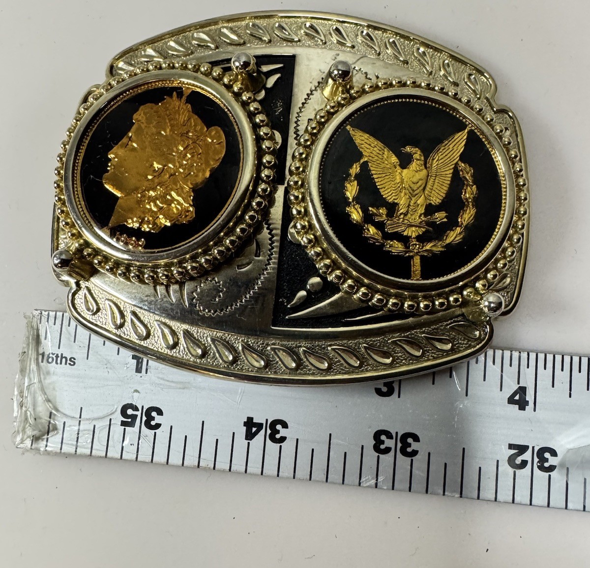 24k GOLD PLATED VINTAGE BELT BUCKLE RARE