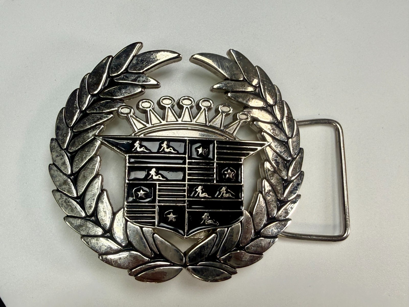 Cadillac Crown Logo Emblem Olive Branches and Flag 90&rsquo;s 187 Inc Belt Buckle