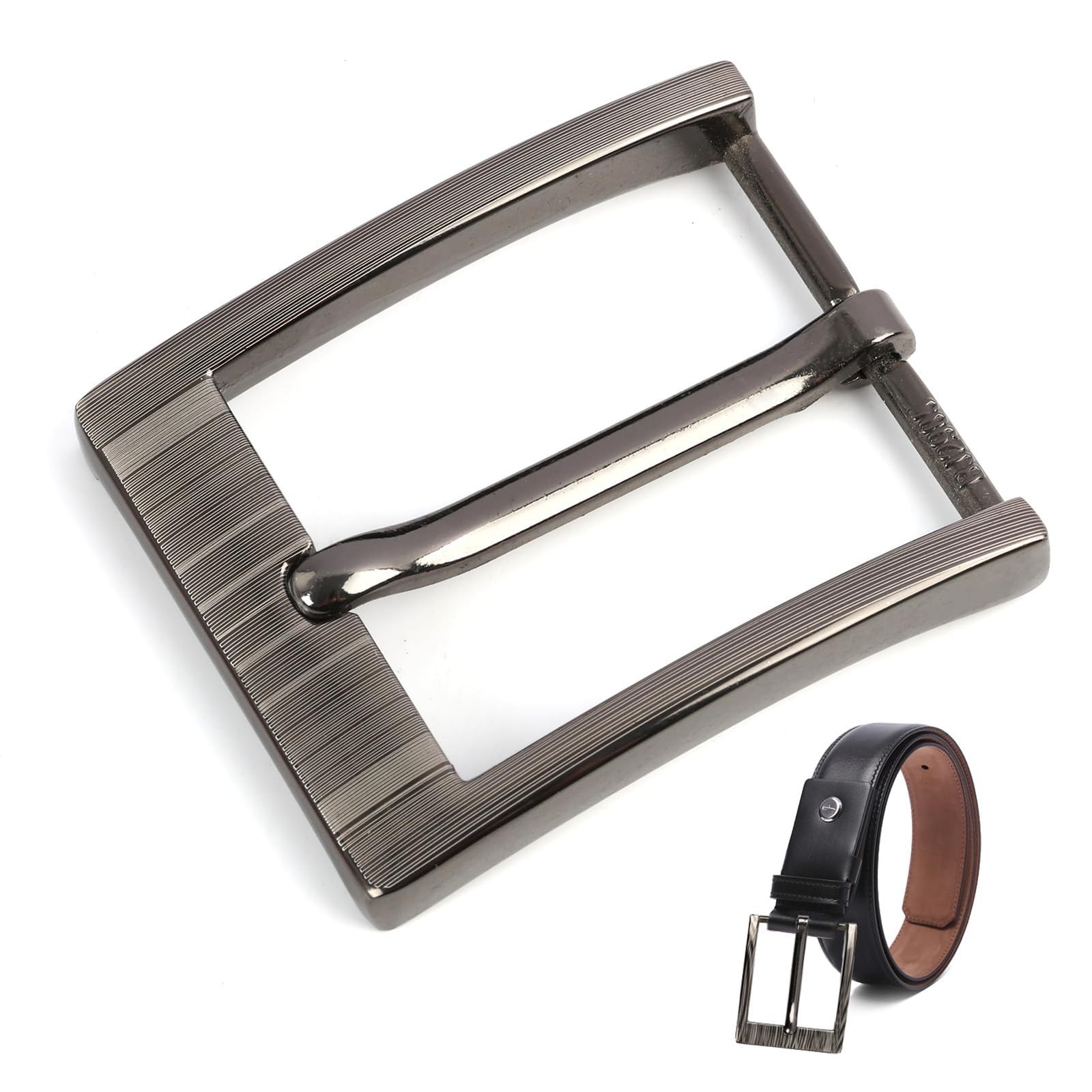 Men&rsquo;s Belt Buckle, Metal Belt Buckle, 40 mm, Snap Fastener, Square…