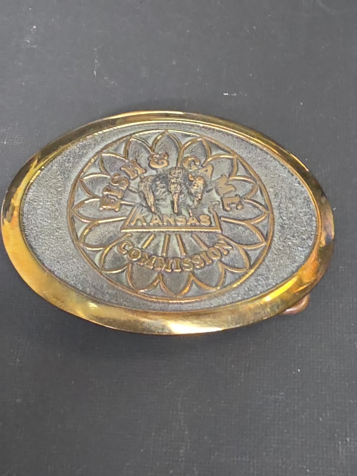 Kansas Fish and Game Commission belt buckle game and fish 165