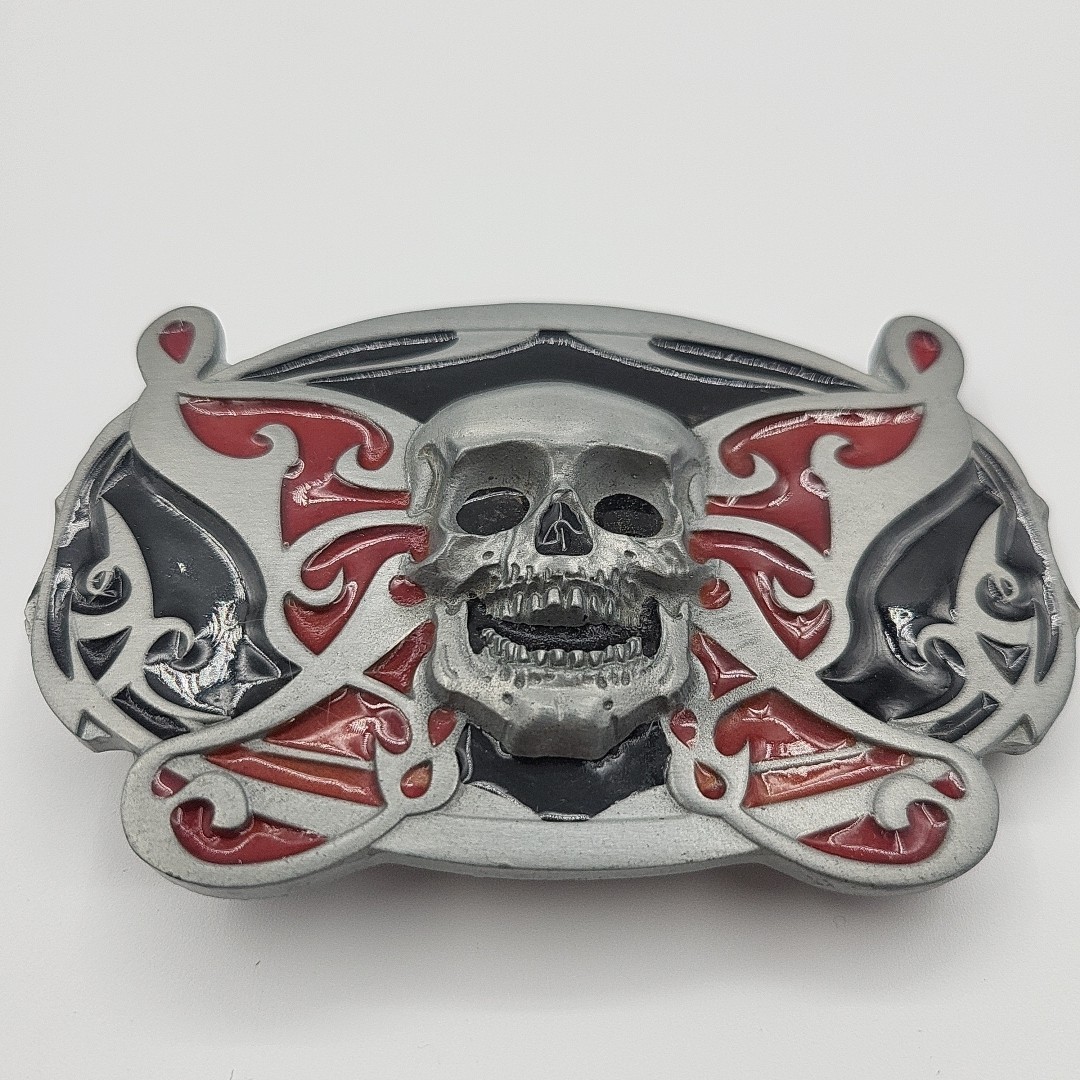 LARGE SKULL WITH WINGS BELT BUCKLE NEW APPROXIMATELY 4 1/2&Prime; X 2 7/8&Prime; See Pics