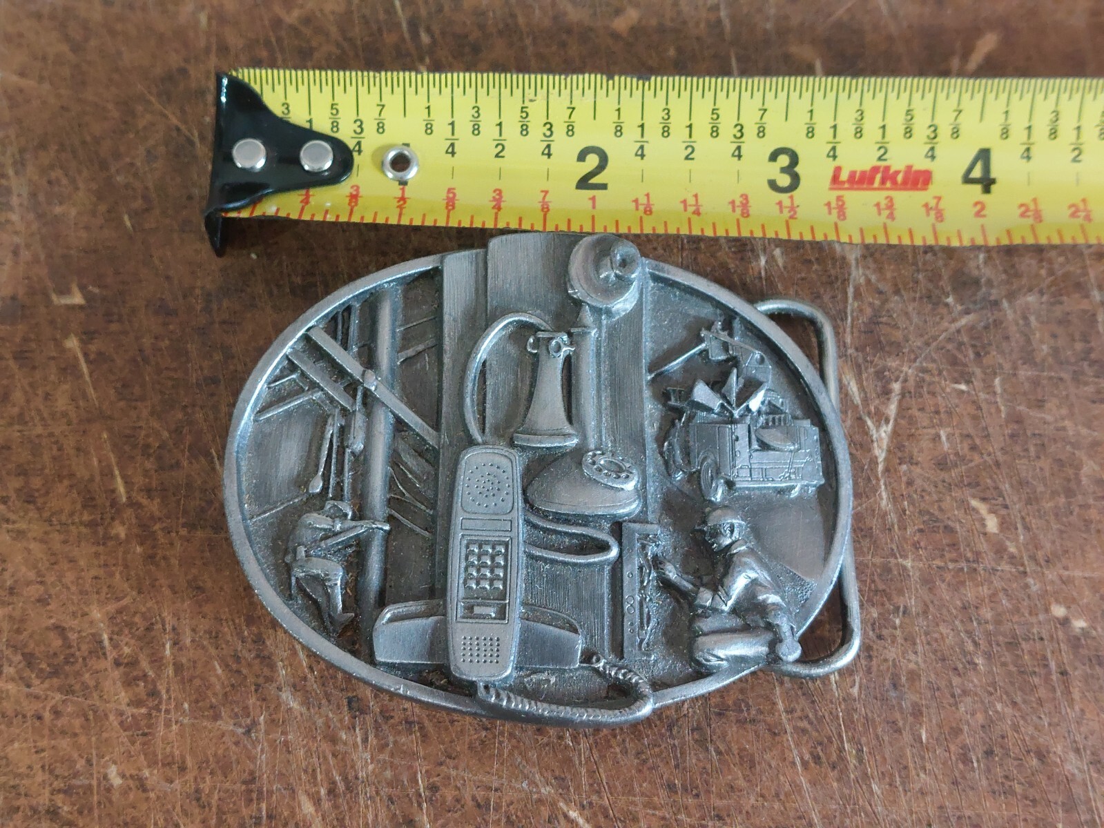 Vintage 1988 Siskiyou Telephone Lineman Heavy Duty Metal Belt Buckle USA