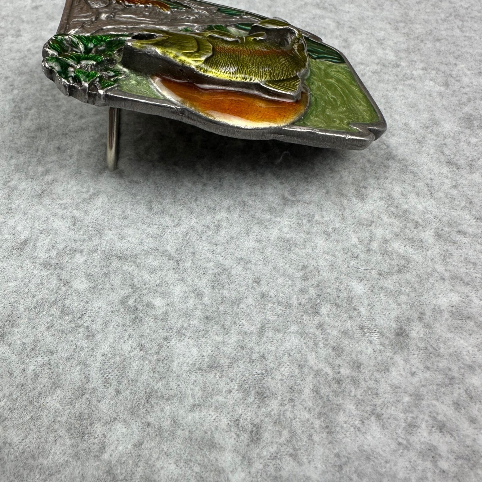 Vtg 1984 Siskiyou Buckle Co Salmon Fish Enameled Belt Buckle S-30 6.9 oz