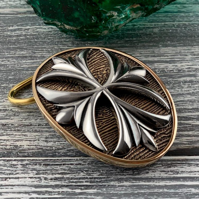 Belt buckle brass, sterling silver 925, Maltese cross, Cross buckle