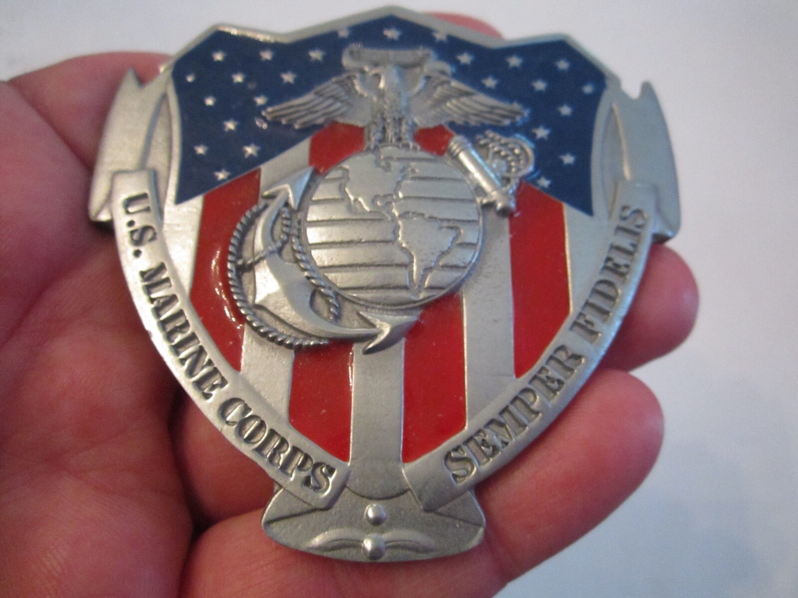2007 U.S. MARINE CORP SEMPER FIDELIS BELT BUCKLE 3 1/4&Prime; X 3&Prime; – GW9