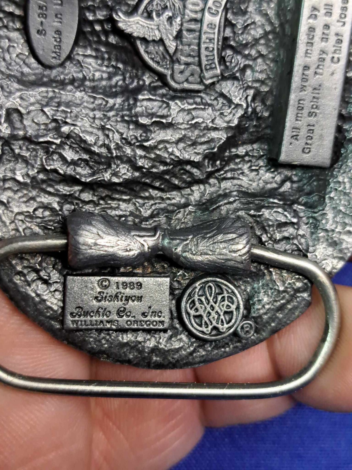 Vintage 1989 Native American Eagle Belt Buckle Siskiyou Belt Co KG Western
