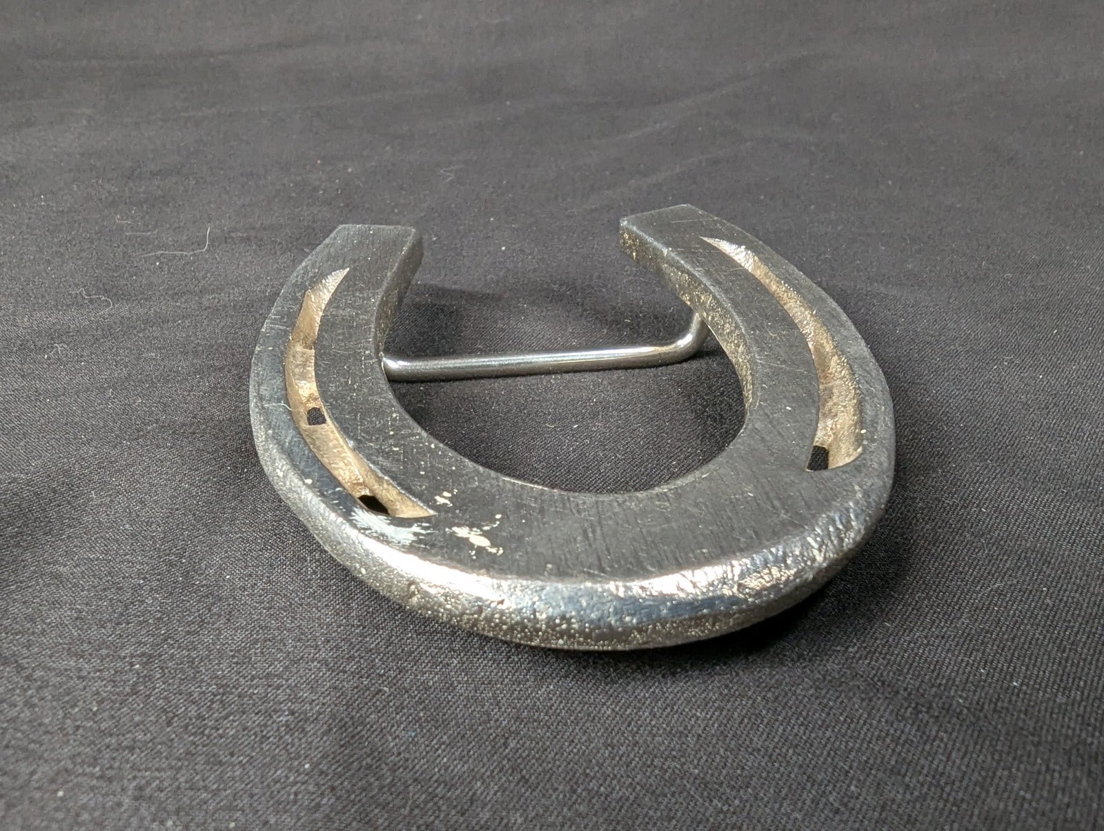 Vintage Horseshoe Belt Buckle Western Style Cast Metal Rustic Accessory Good
