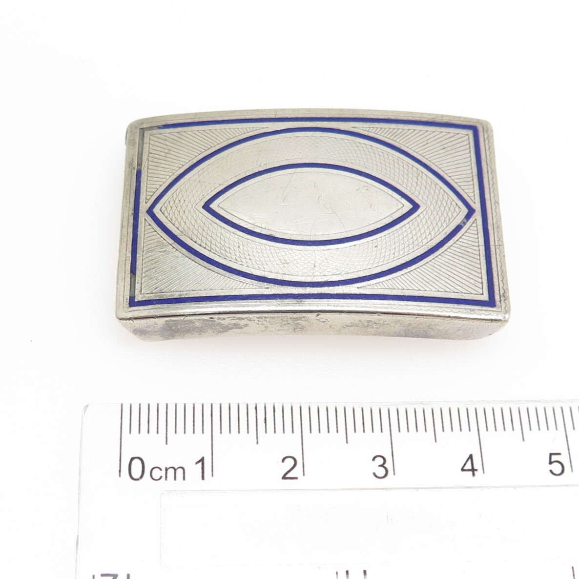 925 Sterling Silver Antique Art Deco Enamel Eye Symbol Belt Buckle #50130