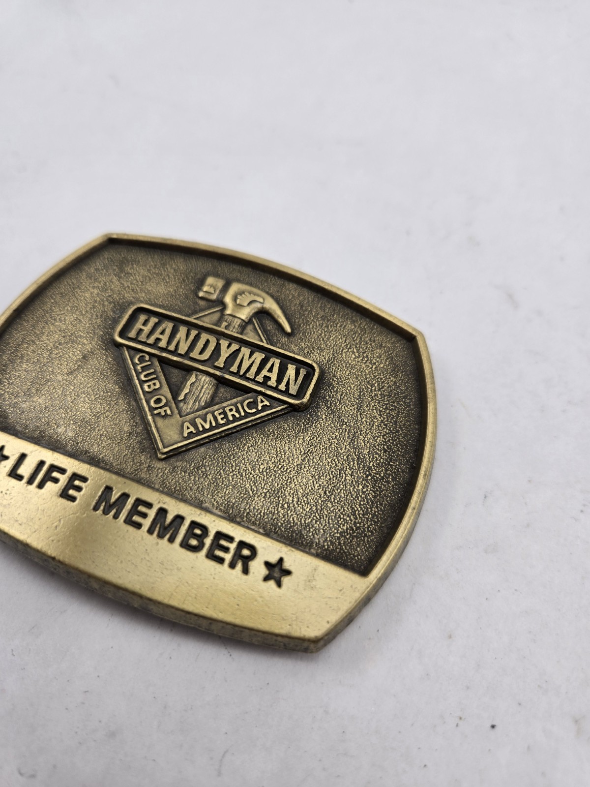 Vintage Brass Handyman Belt Buckle 1996 Club Of America Life Member