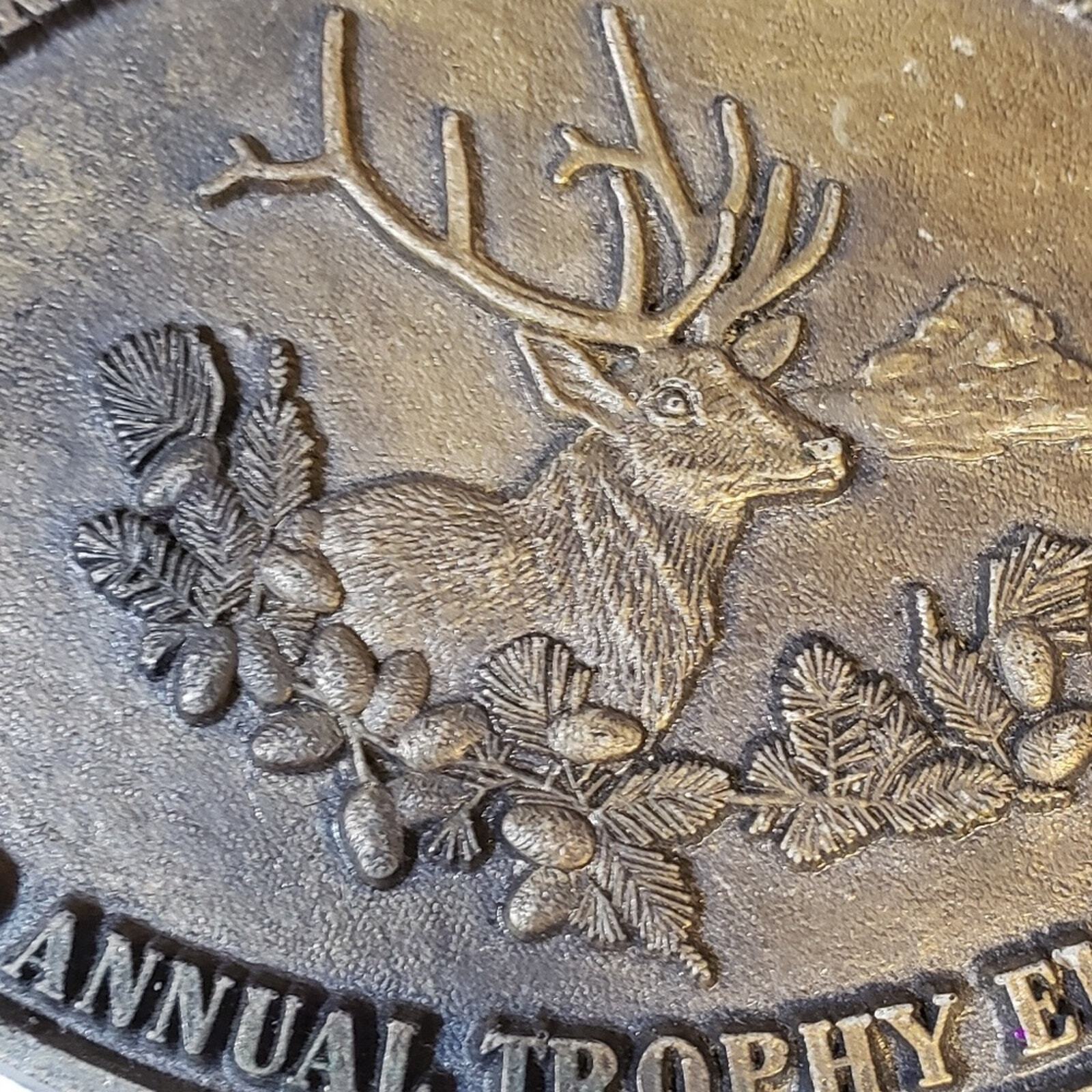NRA Whittington Center Third Annual Trophy Elk Hunt Belt Buckle Bronze Rifle