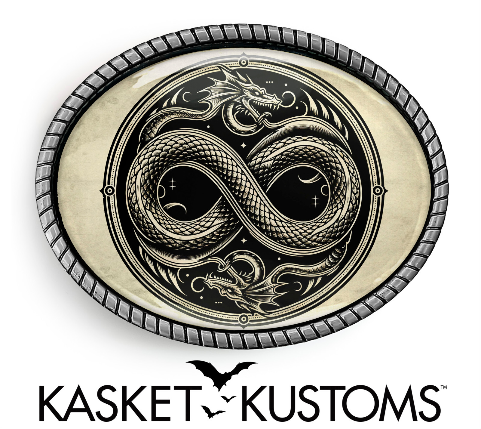 Infinity Belt Buckle – Japanese Dragon Asian Design Handmade Belt Buckle – 644