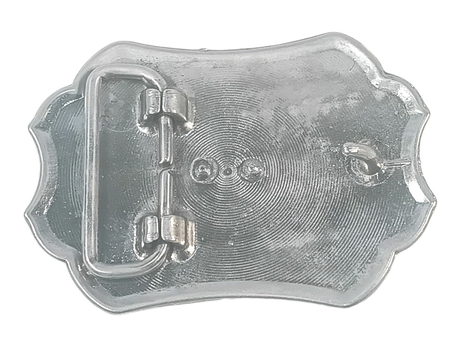 Vintage Western Silver Tone Belt Buckle Engraved Cowboy Saddle Motif 1-1/2&Prime; Belt