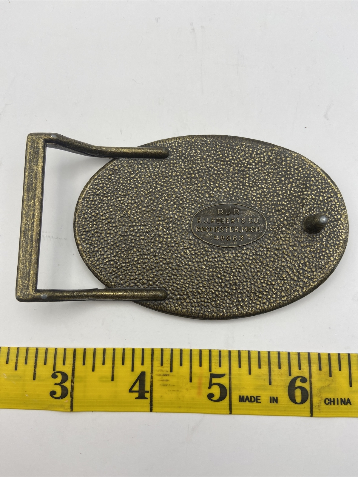 Vintage RJR RJ Roberts Co. Belt Buckle, Chevrolet Car Logo, Rochester, Michigan