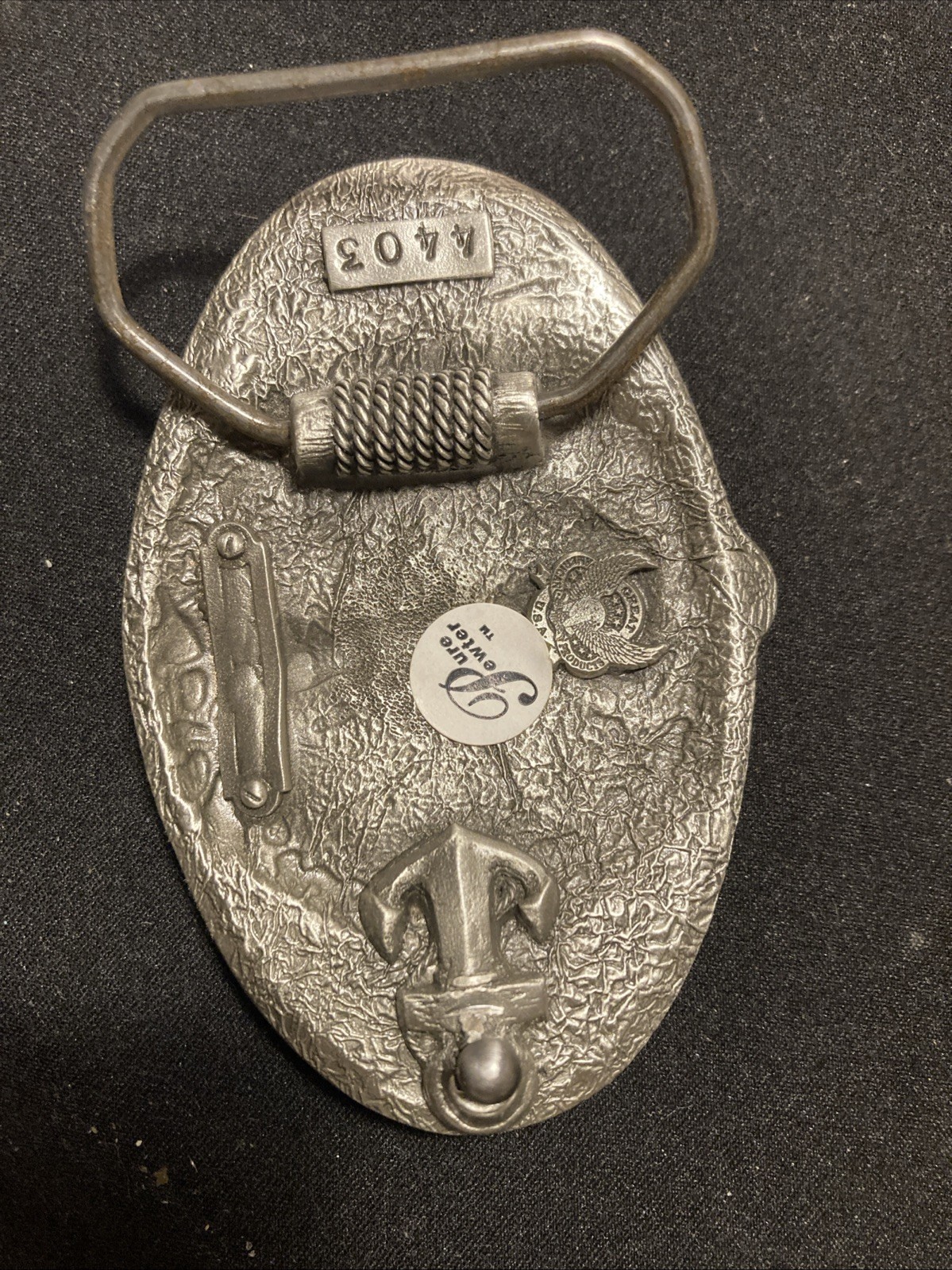 Great American Buckle Company Pewter Anchor w/Blue Enamel