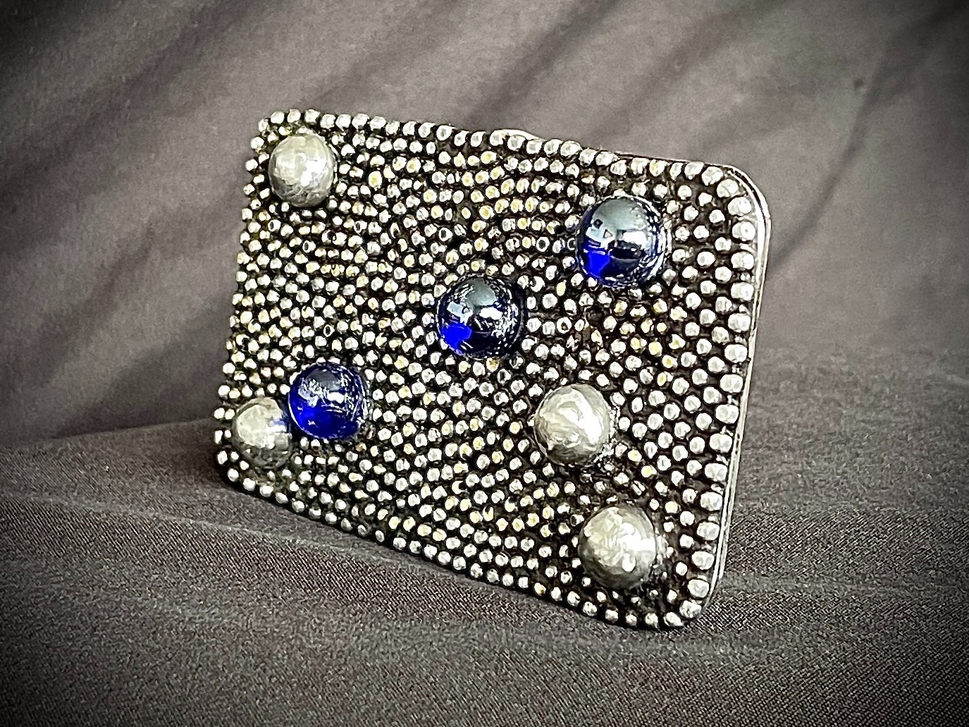 “Galaxy” Industrial Gothic Blue Stone Belt Buckle OOAK Darren McNeese