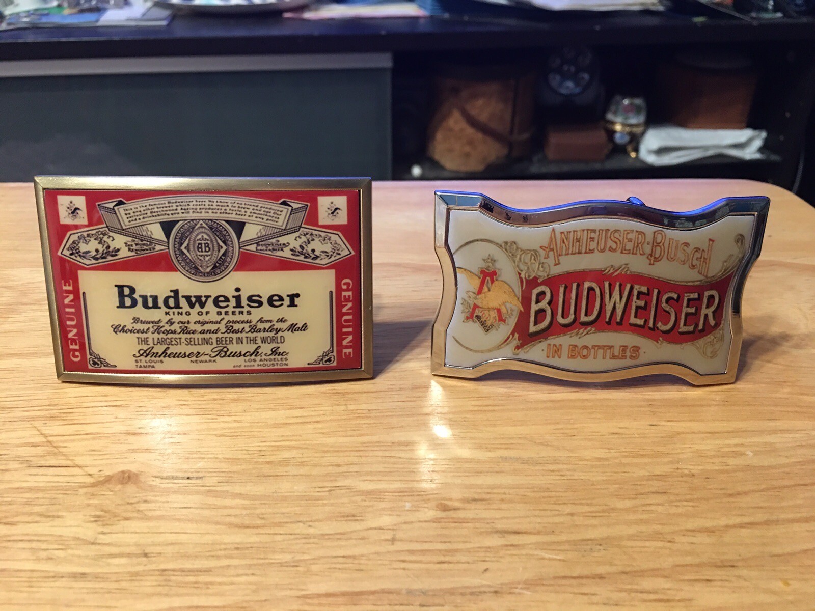 Set Of 2 Bradford Exchange Collectible Budweiser Beer Belt Buckles COA TEMPLATE
