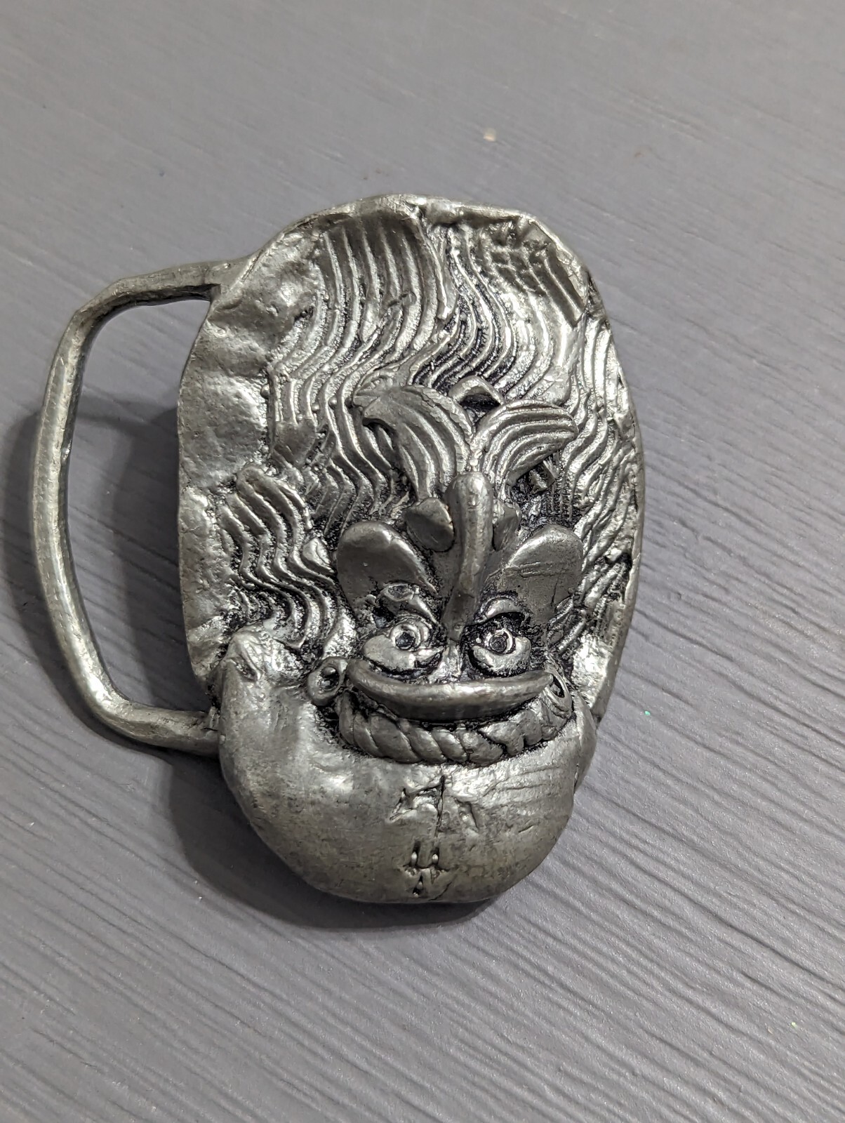 Vtg. Herman Black Metal Craft Belt Buckle, Nouveau Indiana  » Old Sailor Head »