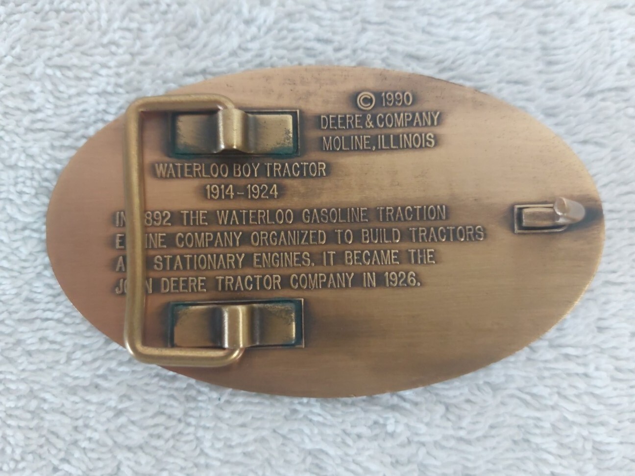 SOLID BRASS WITH ENAMEL GASOLINE ENGINE CO. BELT BUCKLE
