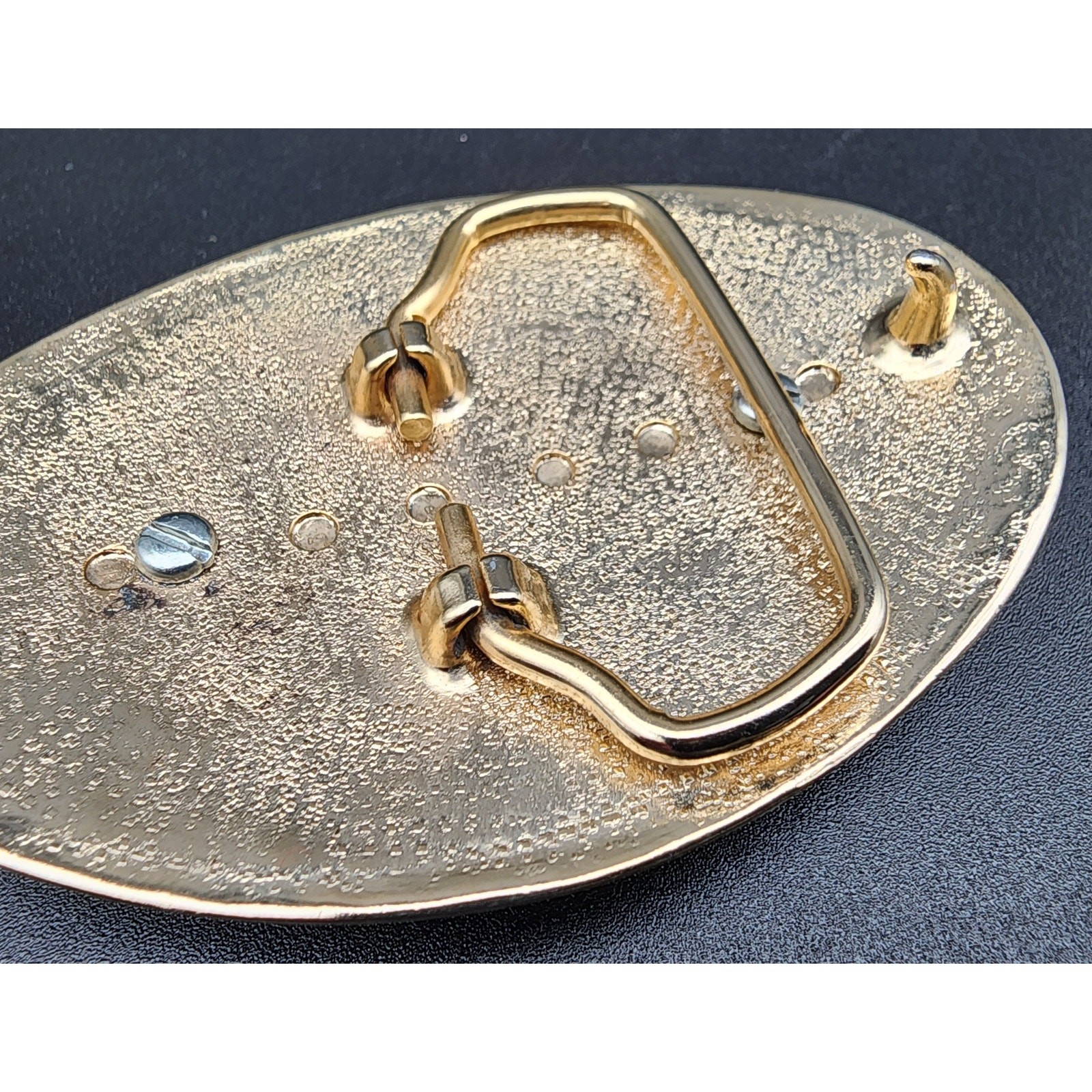 Vintage Brass Horse Head Belt Buckle with Porcelain Cameo 3.25&Prime; Western