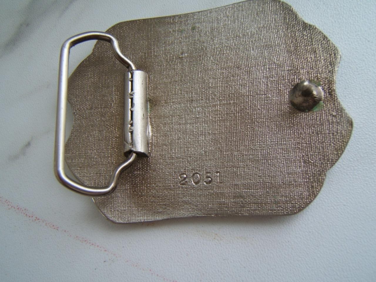 VINTAGE QUARTER HORSE ENAMEL BELT BUCKLE #2051