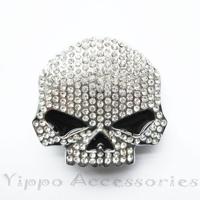 Clear Rhinestones Skull Head Metal Fashion Belt Buckle