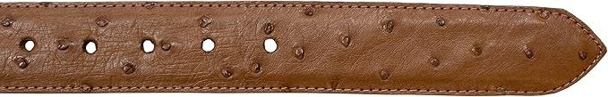 Genuine Exotic Full Quill Ostrich Skin Western Belt with Removable Buckle-Cognac