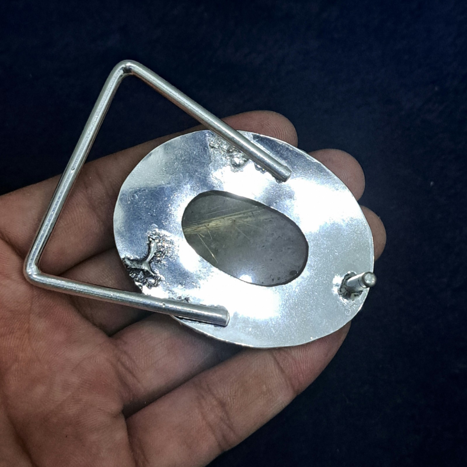 Golden Rutilated Quartz Belt Buckle Silver Plated Handmade Western Cowboy buckle