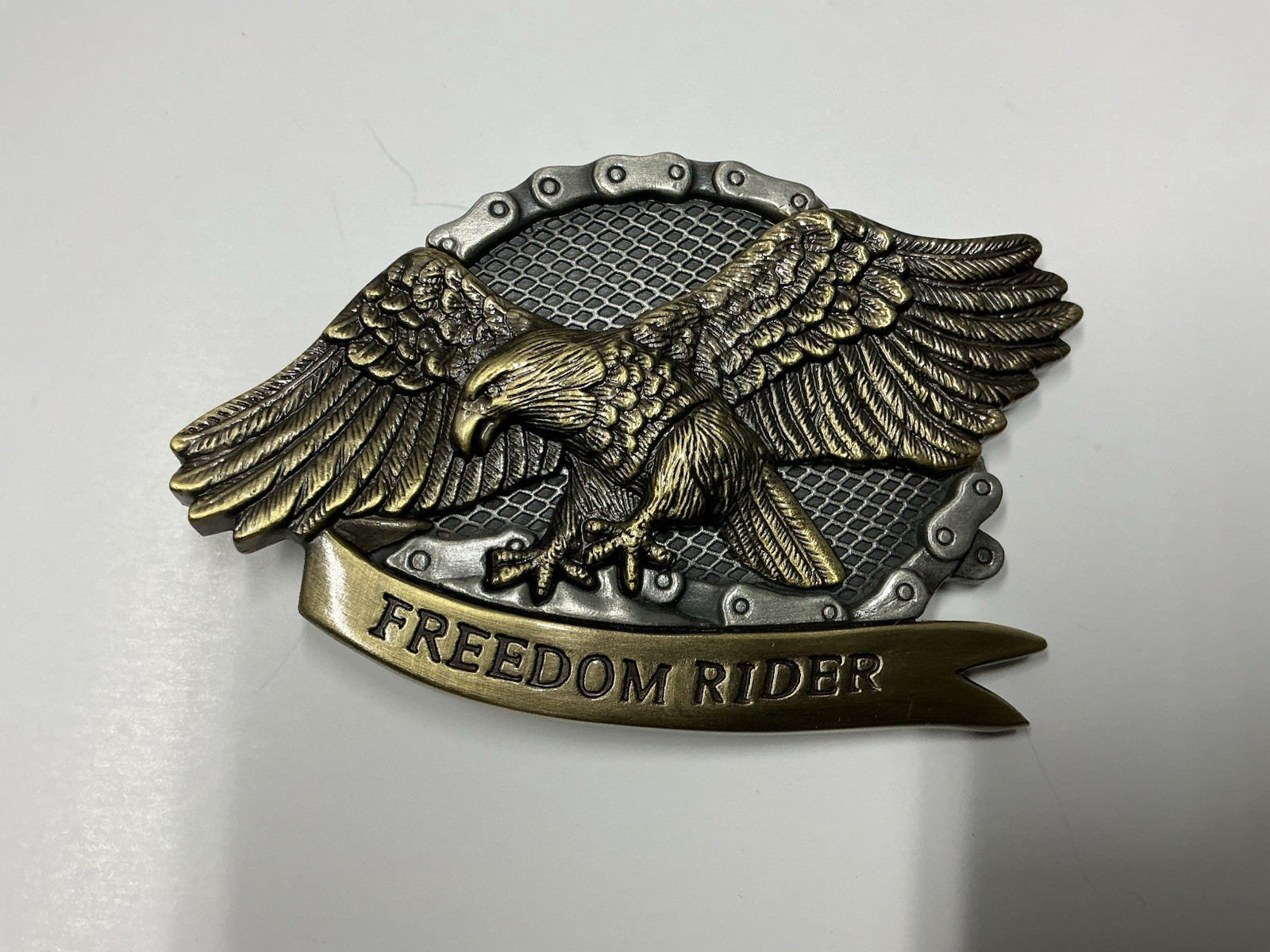 Pewter Belt Buckle Freedom Rider Bad To The Bone Motorcycle Biker Eagle Skull