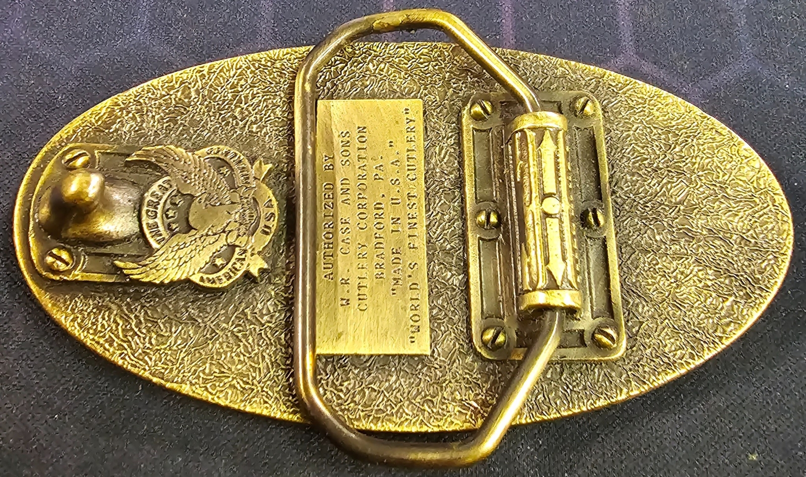 Embossed Oval Zinc Alloy Brass CASE XX Logo Belt Buckle W.R. Case and Sons