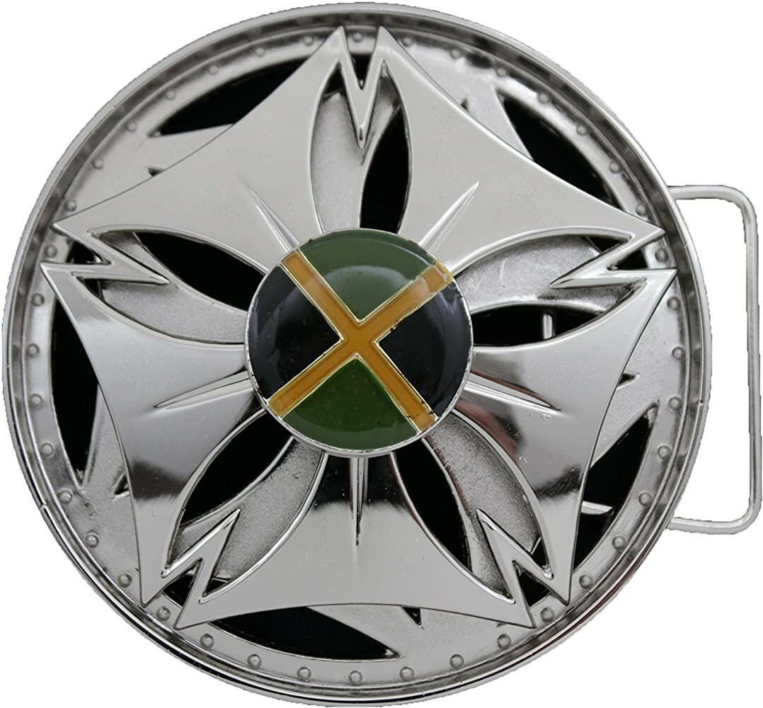 BELT BUCKLE -Spinner Rotating Gao Shi Zhuang Chrome Buckle 3.5&Prime; Diameter