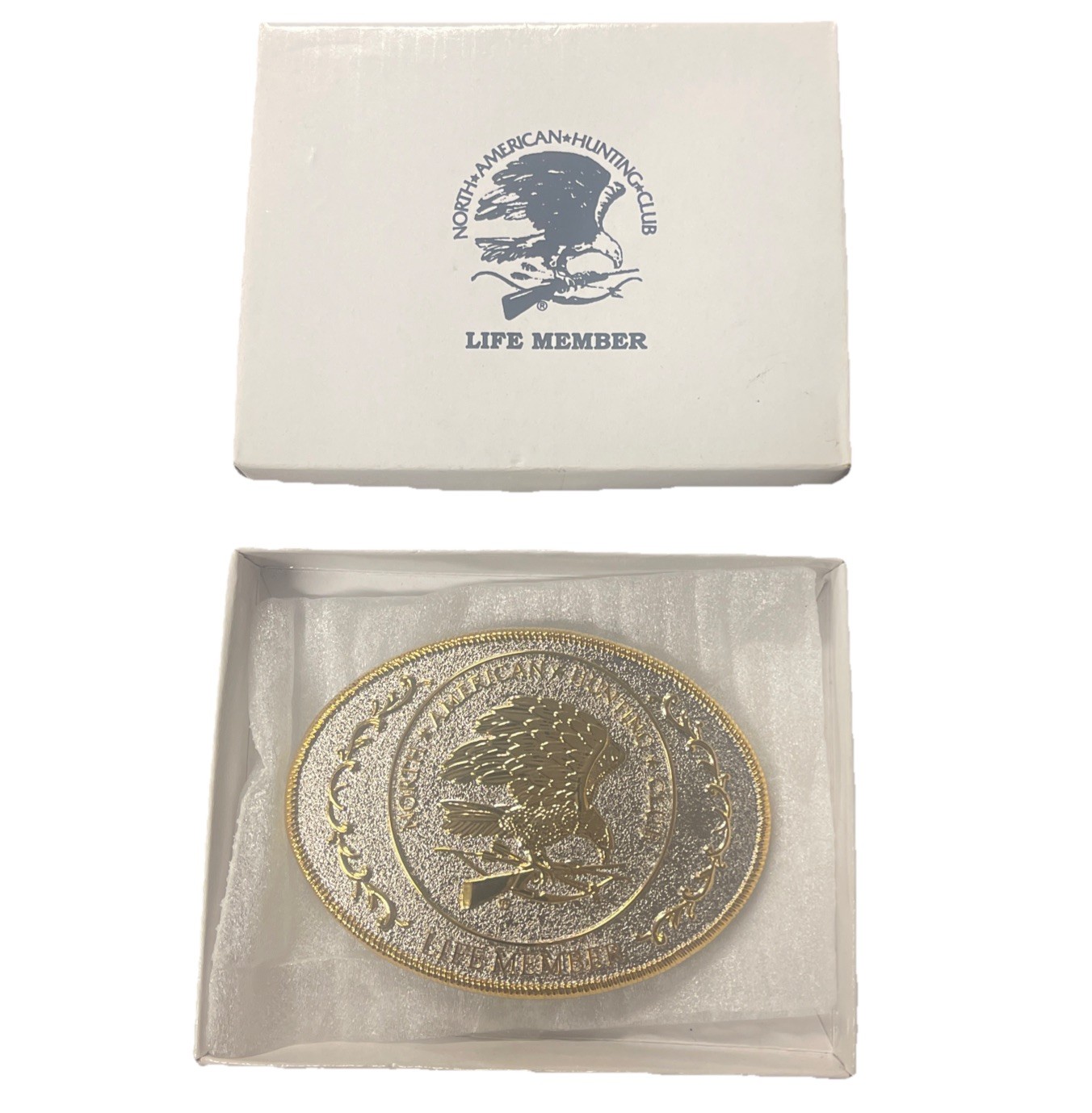 North American Hunting Club Life Member belt buckle Eagle Bow Rifle