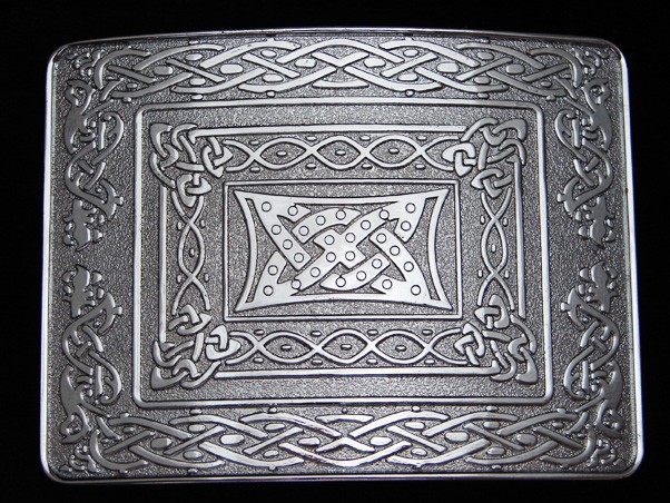 PJ05119 *NOS* REALLY NICE **CELTIC KNOT ORNAMENTAL** FASHION SILVERTONE BUCKLE